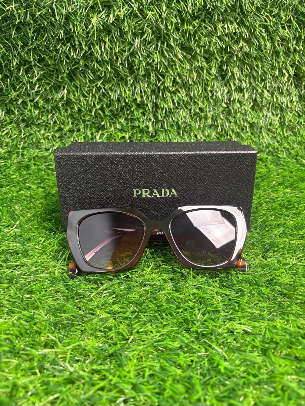Prada Oversized Square Sunglasses Women Brown & Black Tortoiseshell